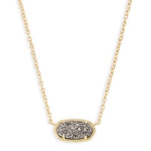 Elisa Gold Pendant Necklace in Platinum Drusy